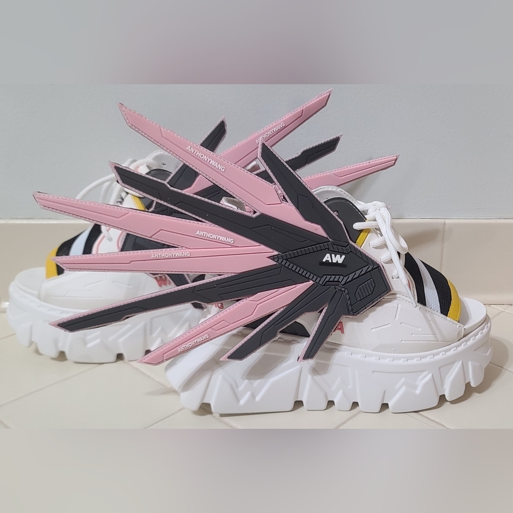 Anthony Wang Punk Rave Wedge Winged Open Toe Platform Sandals Women's Size 8